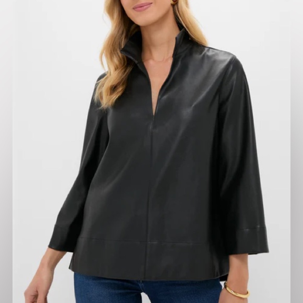 Tuckernuck Black Leather Margot Top in Medium
